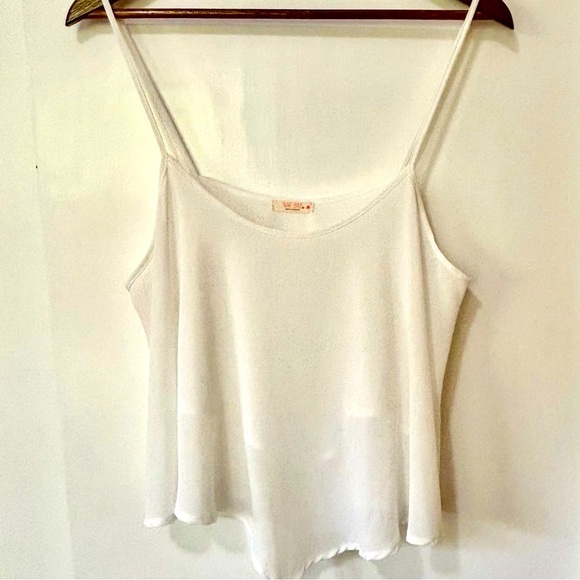 Nine Bird| Boutique Flowy Loose White Camisole w/Spaghetti Straps Size L - Picture 1 of 6